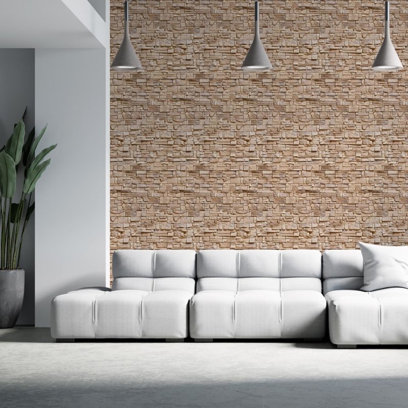 Papel de Parede Adesivo Pedras 3D Bege NP087 - Papel na Parede