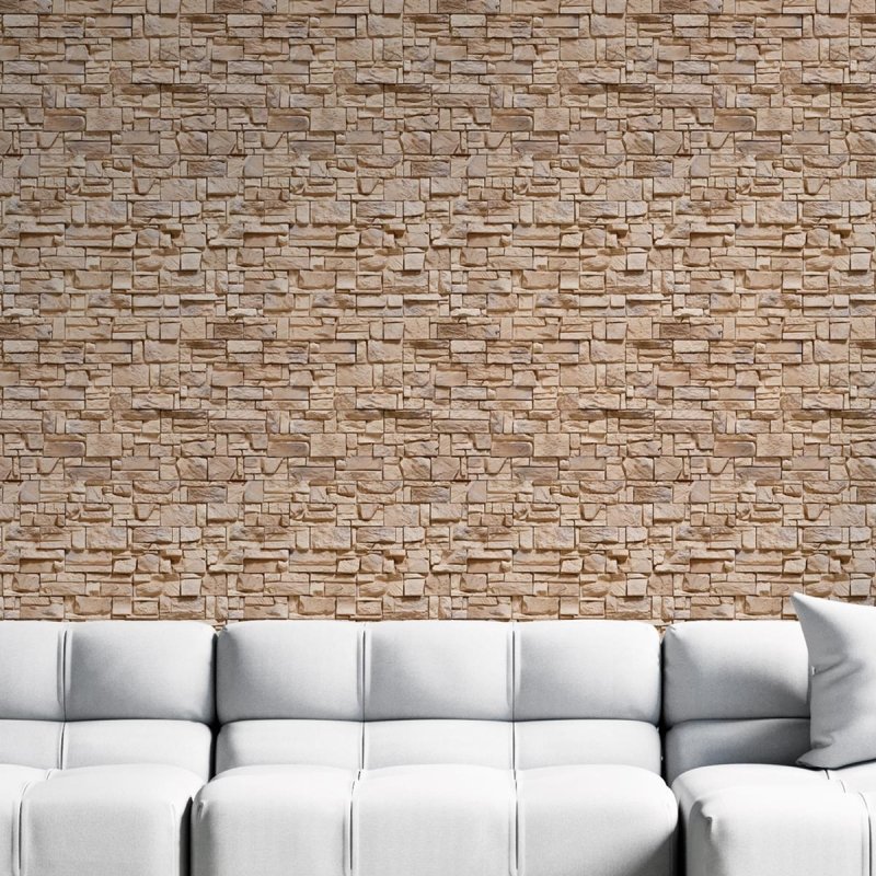 Papel de Parede Adesivo Pedras 3D Bege NP087 - Papel na Parede