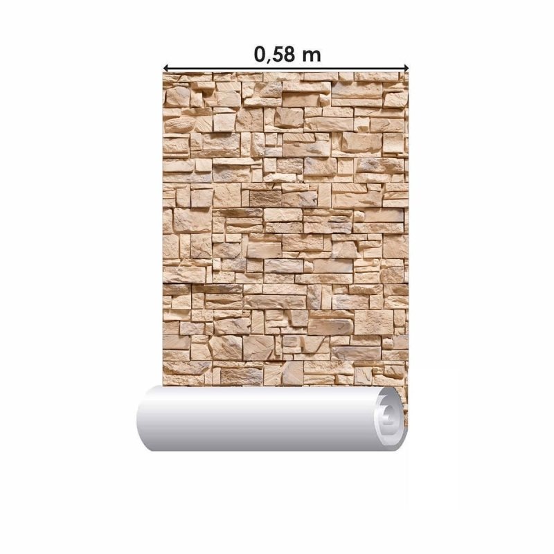 Papel de Parede Adesivo Pedras 3D Bege NP087 - Papel na Parede