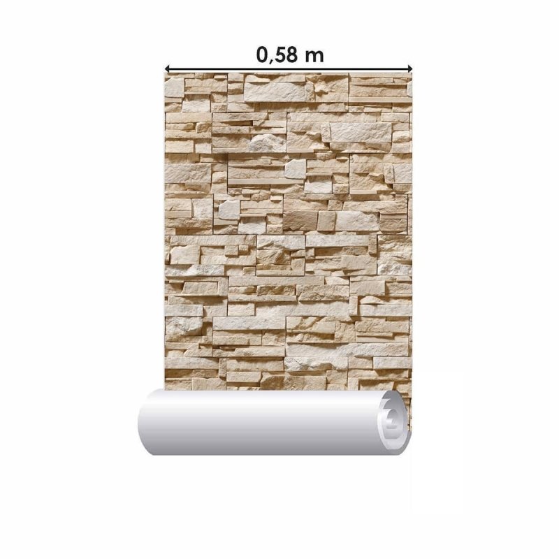 Papel de Parede Adesivo Pedras 3D Bege NP093 - Papel na Parede