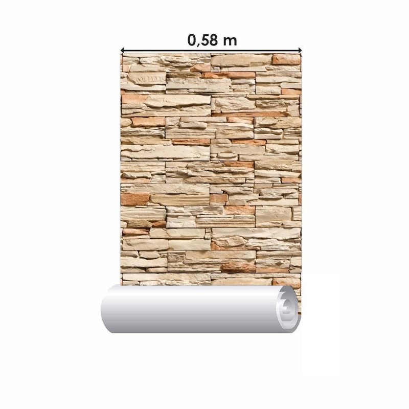 Papel de Parede Adesivo Pedras 3D Bege NP094 - Papel na Parede