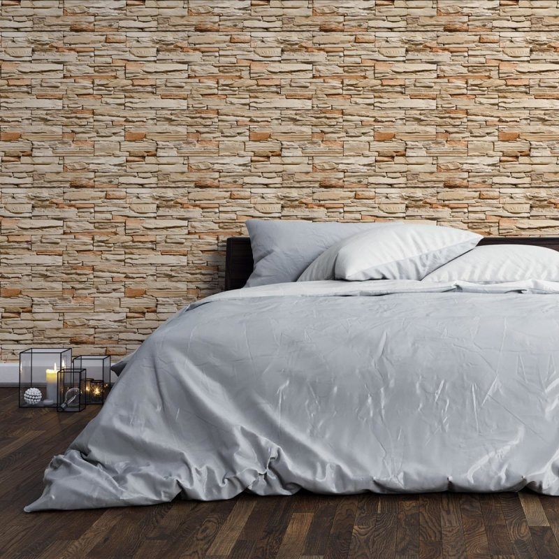 Papel de Parede Adesivo Pedras 3D Bege NP094 - Papel na Parede