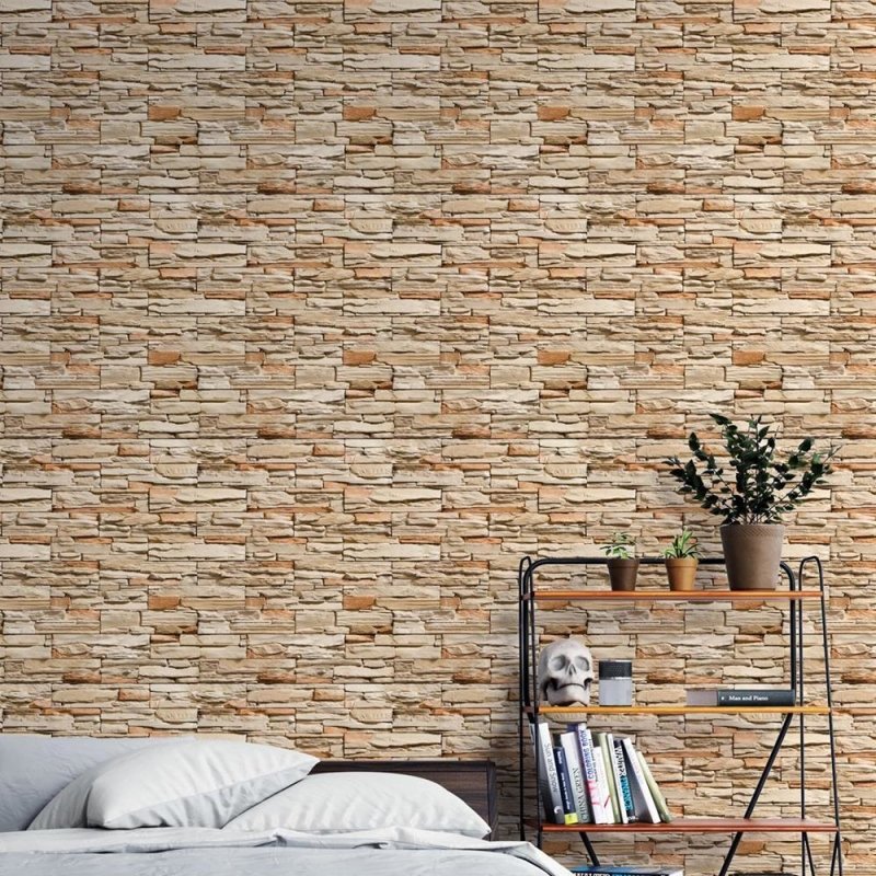 Papel de Parede Adesivo Pedras 3D Bege NP094 - Papel na Parede