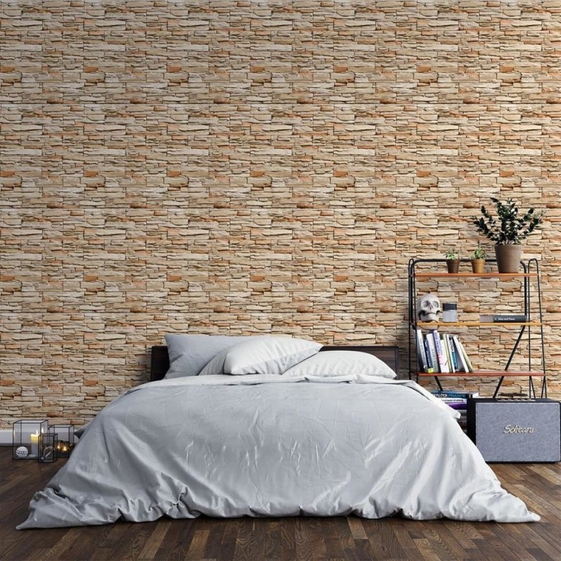 Papel de Parede Adesivo Pedras 3D Bege NP094 - Papel na Parede