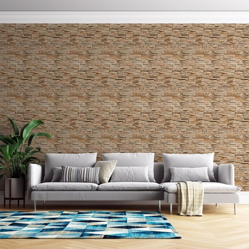 Papel de Parede Adesivo Pedras 3D Bege NP095 - Papel na Parede