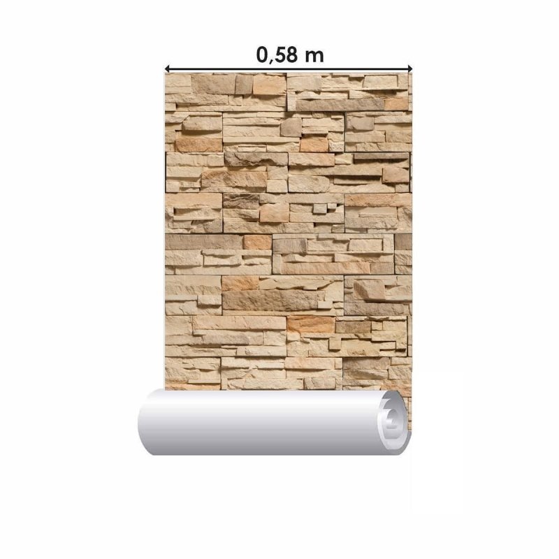 Papel de Parede Adesivo Pedras 3D Bege NP095 - Papel na Parede