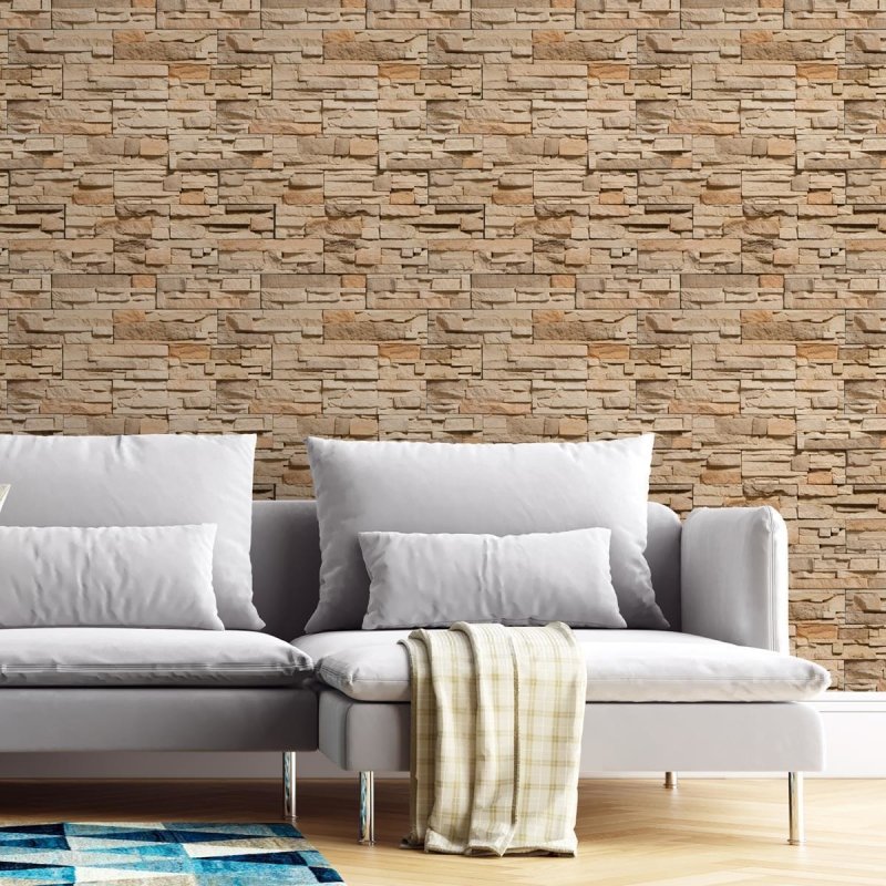 Papel de Parede Adesivo Pedras 3D Bege NP095 - Papel na Parede