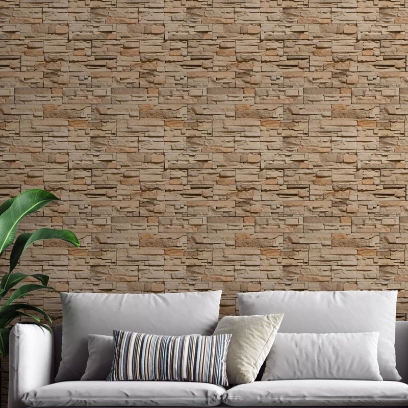 Papel de Parede Adesivo Pedras 3D Bege NP095 - Papel na Parede