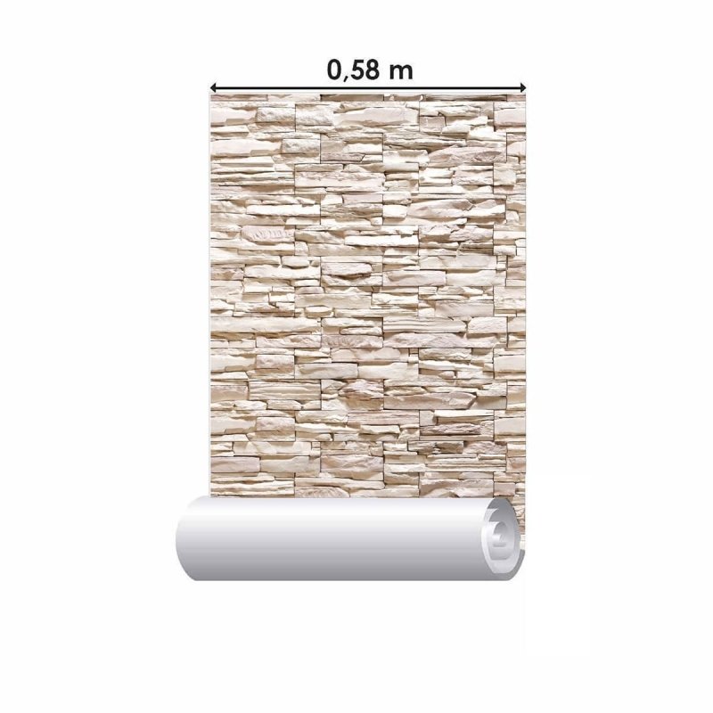 Papel de Parede Adesivo Pedras 3D Bege NP097 - Papel na Parede