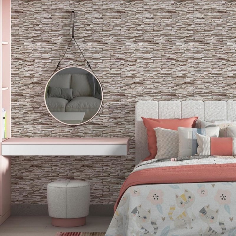 Papel de Parede Adesivo Pedras 3D Bege NP098 - Papel na Parede