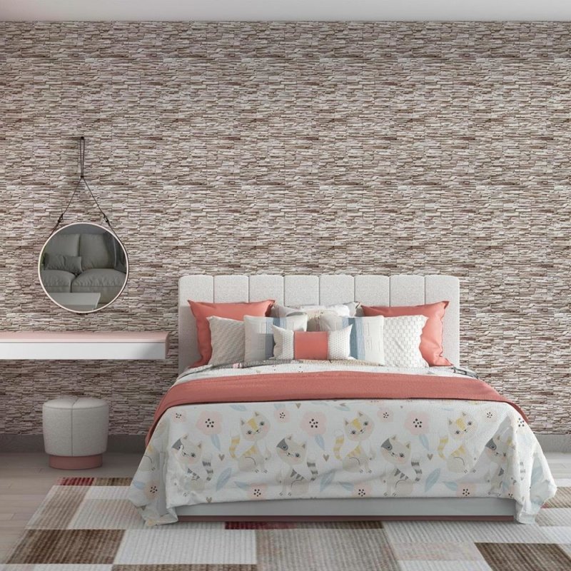 Papel de Parede Adesivo Pedras 3D Bege NP098 - Papel na Parede