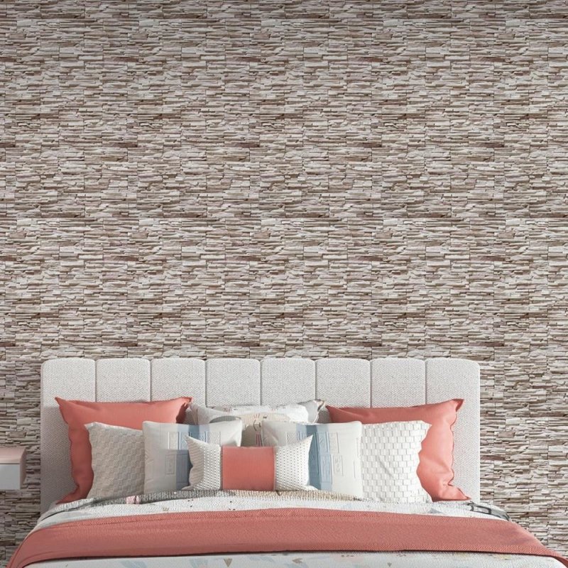 Papel de Parede Adesivo Pedras 3D Bege NP098 - Papel na Parede