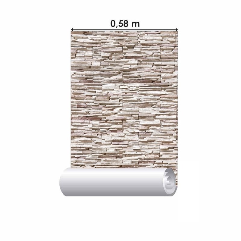 Papel de Parede Adesivo Pedras 3D Bege NP098 - Papel na Parede