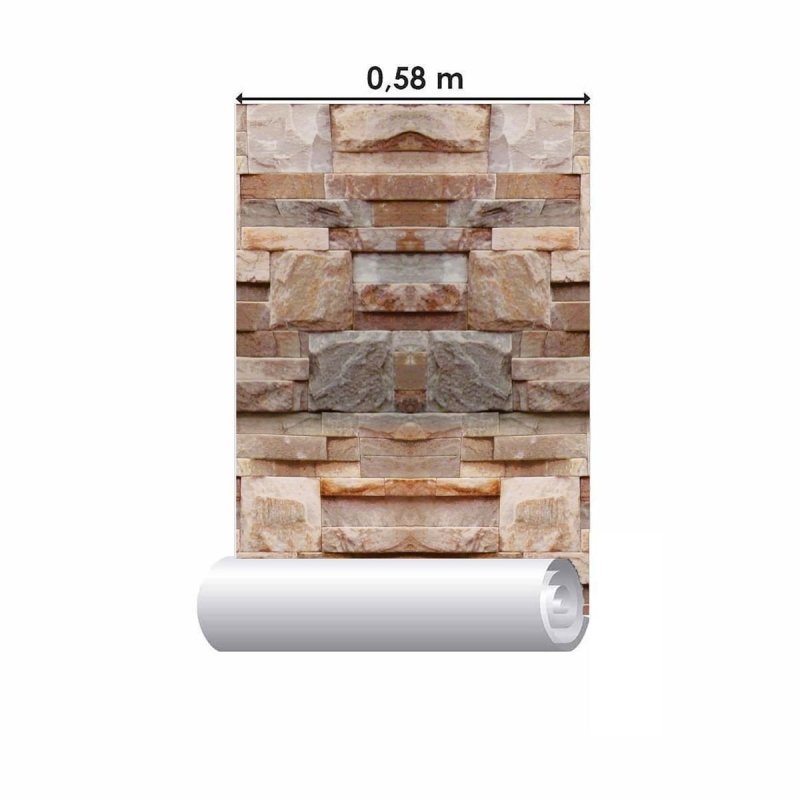 Papel de Parede Adesivo Pedras 3D Marrom NP021 - Papel na Parede