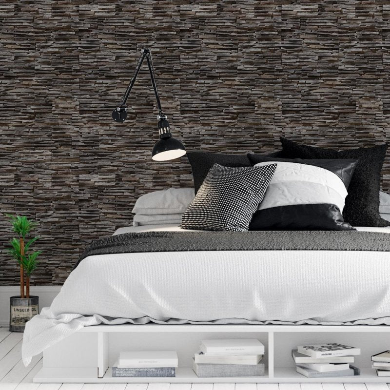 Papel de Parede Adesivo Pedras 3D Marrom NP086 - Papel na Parede
