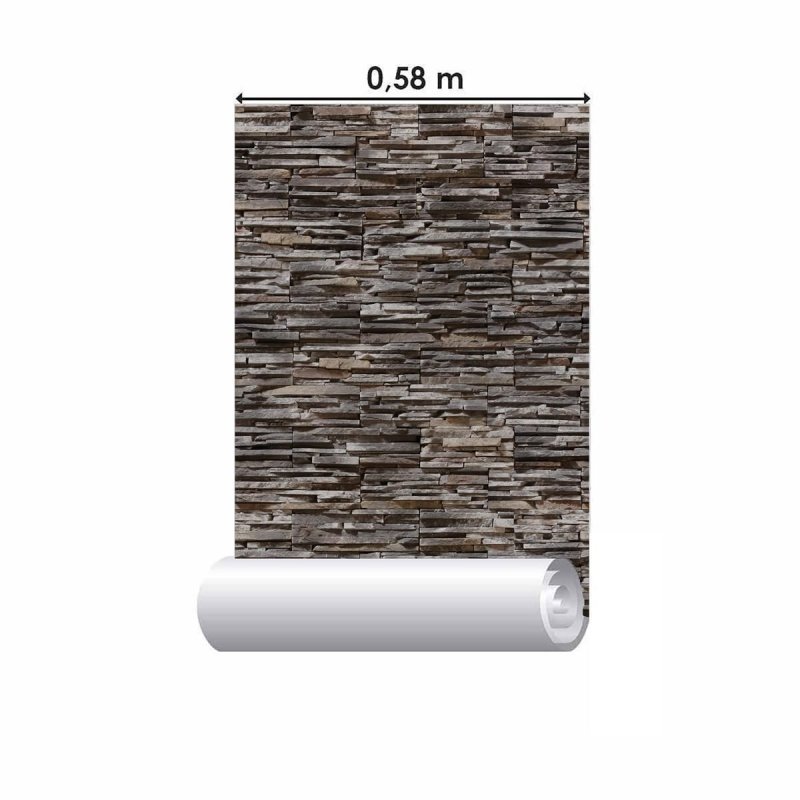 Papel de Parede Adesivo Pedras 3D Marrom NP086 - Papel na Parede