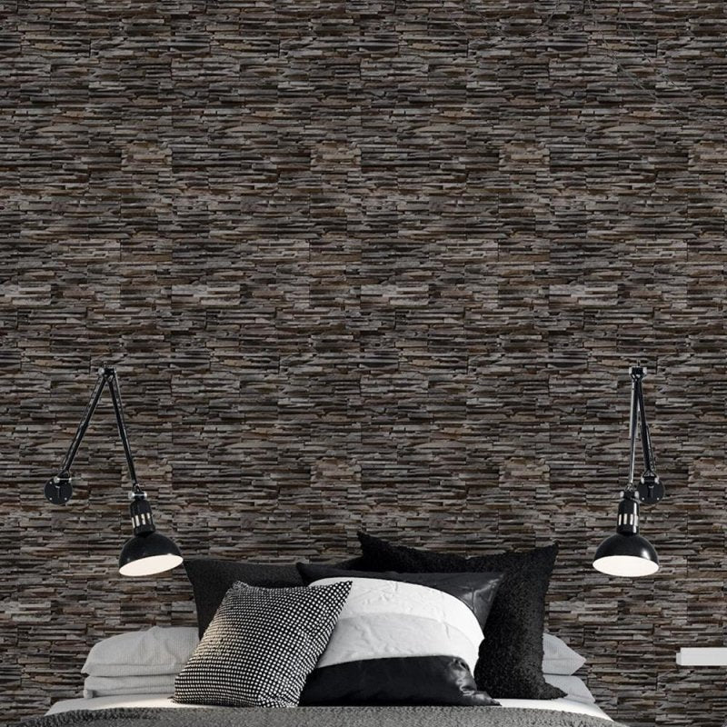 Papel de Parede Adesivo Pedras 3D Marrom NP086 - Papel na Parede