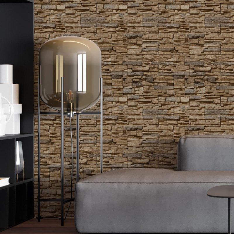 Papel de Parede Adesivo Pedras 3D Marrom NP088 - Papel na Parede