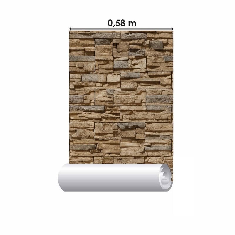 Papel de Parede Adesivo Pedras 3D Marrom NP088 - Papel na Parede