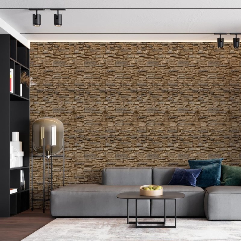 Papel de Parede Adesivo Pedras 3D Marrom NP088 - Papel na Parede