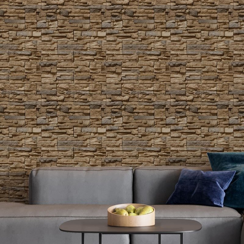 Papel de Parede Adesivo Pedras 3D Marrom NP088 - Papel na Parede
