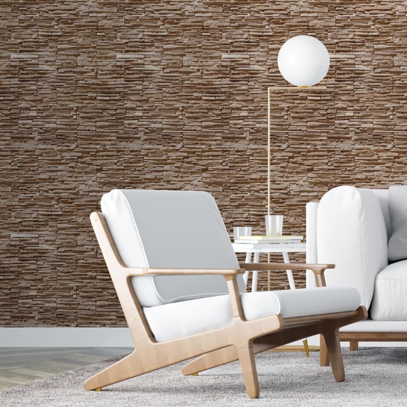 Papel de Parede Adesivo Pedras 3D Marrom NP092 - Papel na Parede
