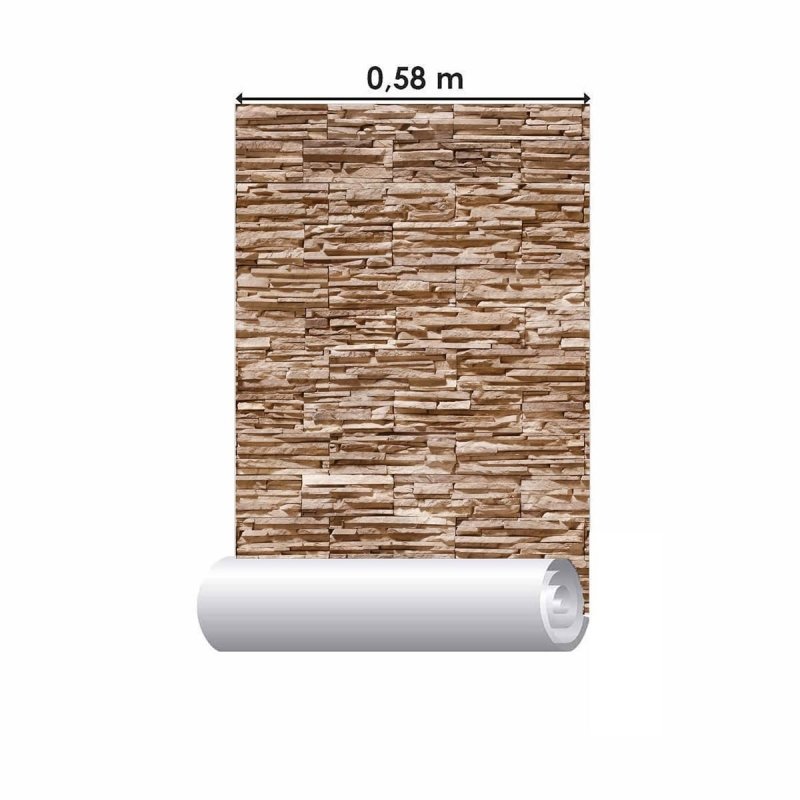 Papel de Parede Adesivo Pedras 3D Marrom NP092 - Papel na Parede