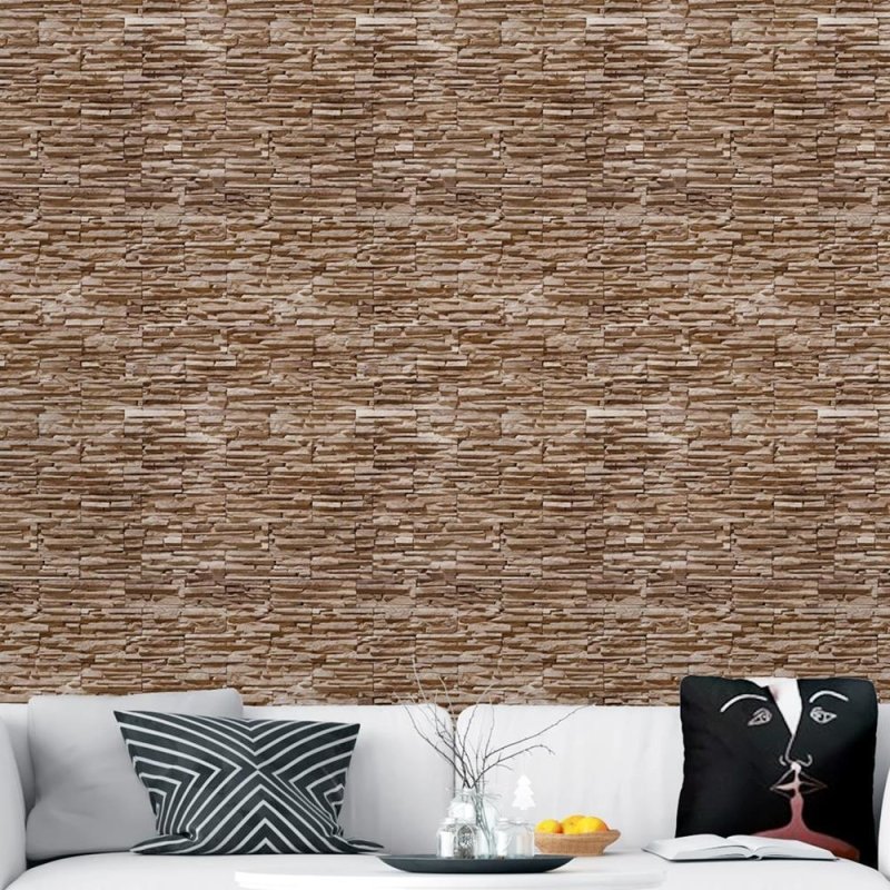 Papel de Parede Adesivo Pedras 3D Marrom NP092 - Papel na Parede