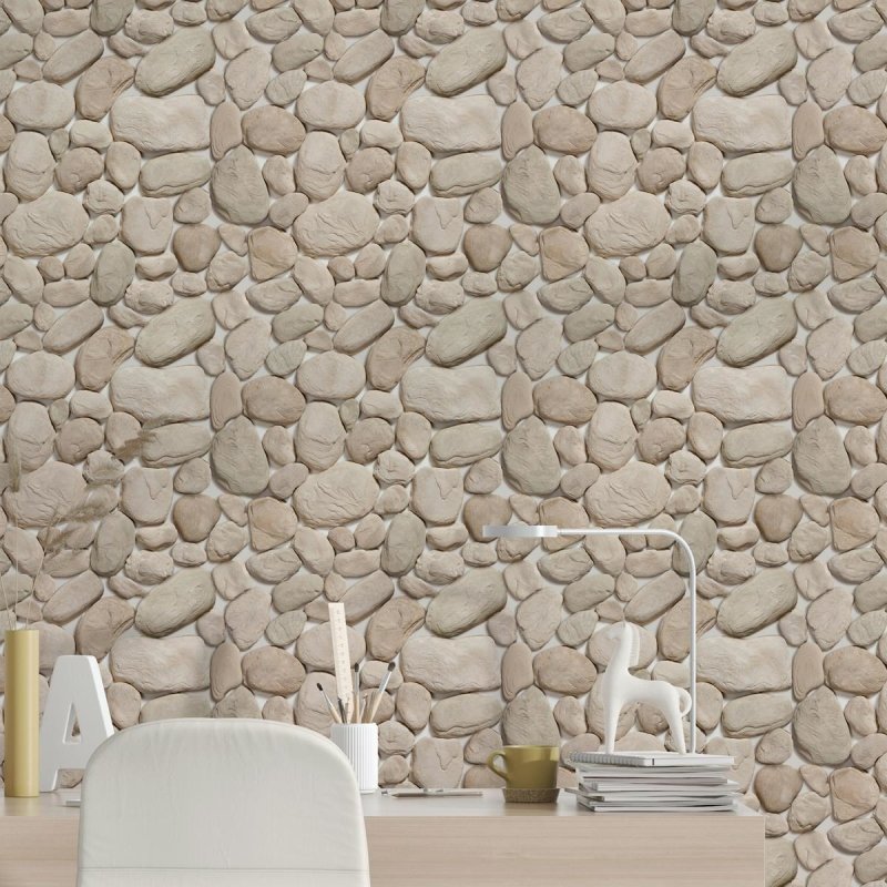 Papel de Parede Adesivo Pedras 3D Redondas NP079 - Papel na Parede