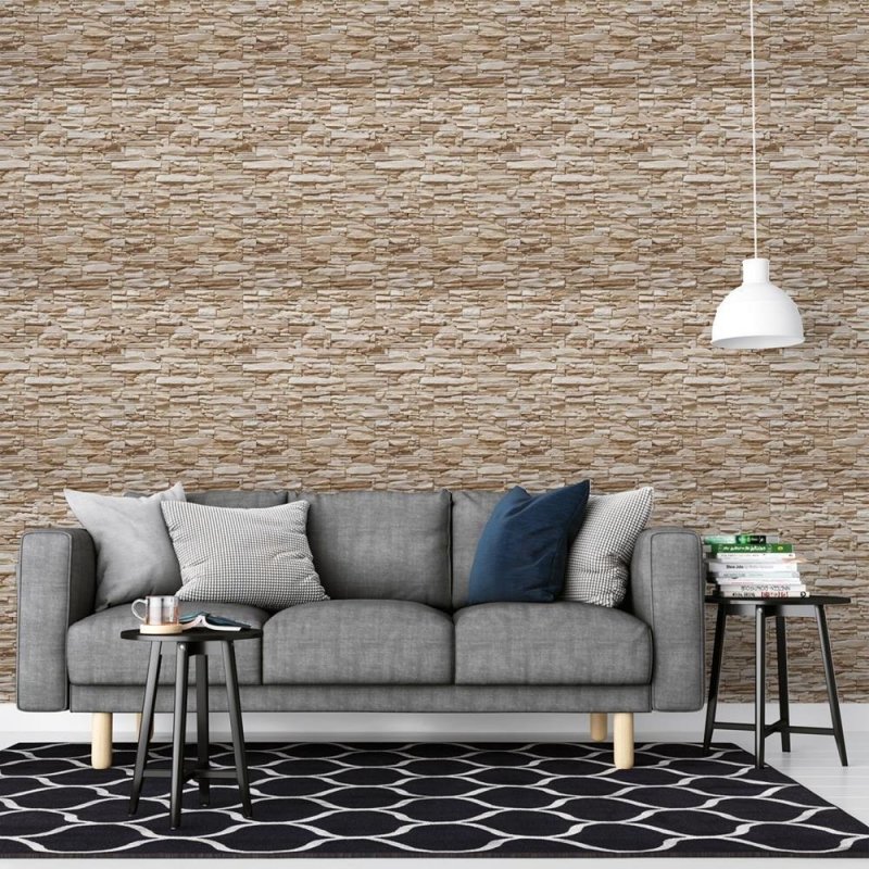 Papel de Parede Adesivo Pedras Bege 3D NP096 - Papel na Parede