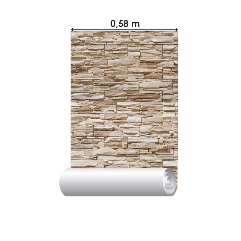 Papel de Parede Adesivo Pedras Bege 3D NP096 - Papel na Parede