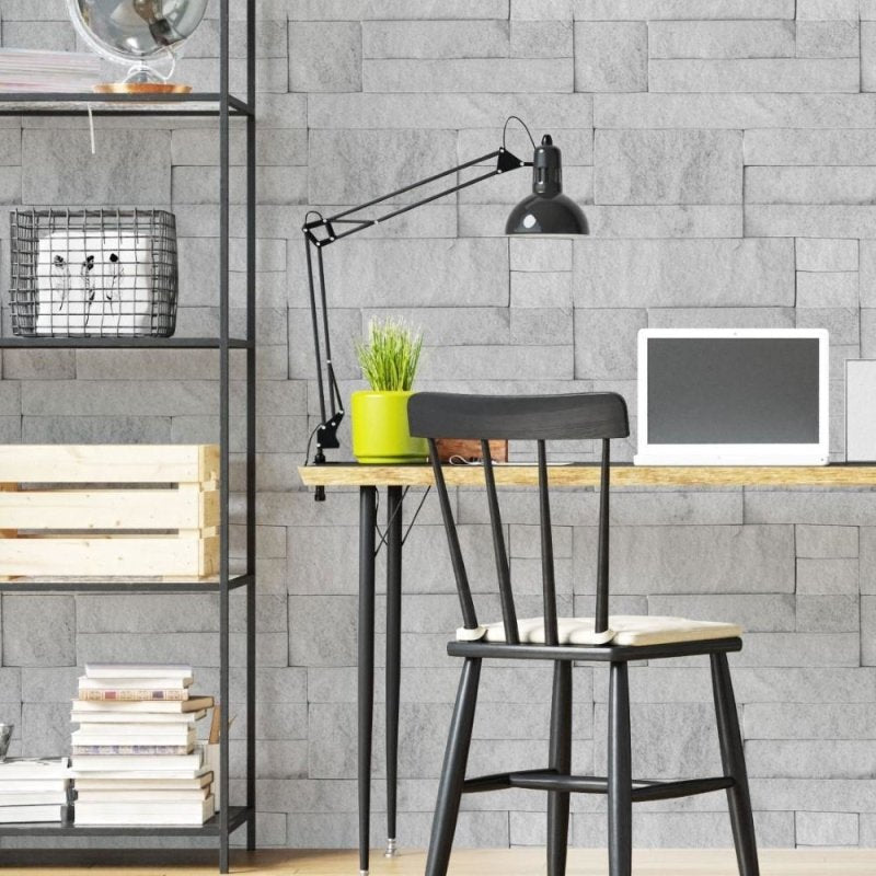 Papel de Parede Adesivo Pedras Gray Bricks N019065 - Papel na Parede