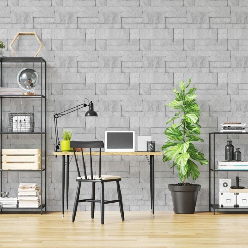 Papel de Parede Adesivo Pedras Gray Bricks N019065 - Papel na Parede