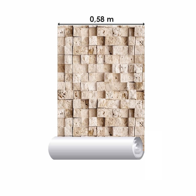 Papel de Parede Adesivo Pedras Quadradas 3D NP048 - Papel na Parede