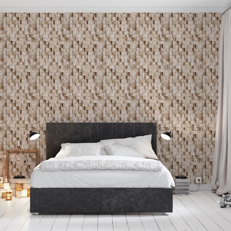 Papel de Parede Adesivo Pedras Quadradas 3D NP048 - Papel na Parede