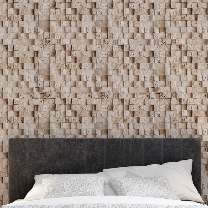 Papel de Parede Adesivo Pedras Quadradas 3D NP048 - Papel na Parede