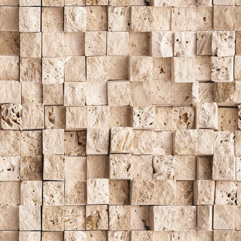 Papel de Parede Adesivo Pedras Quadradas 3D NP048 - Papel na Parede