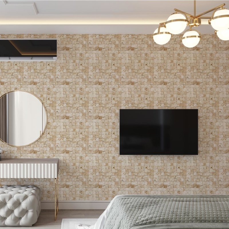 Papel de Parede Adesivo Pedras Quadradas Mármore NP037 - Papel na Parede