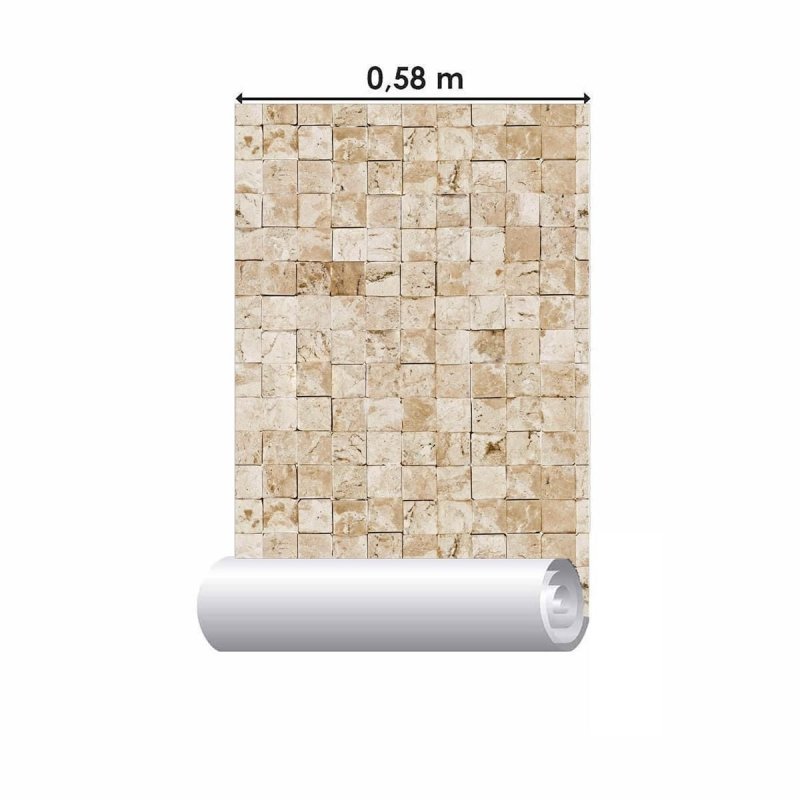 Papel de Parede Adesivo Pedras Quadradas Mármore NP037 - Papel na Parede