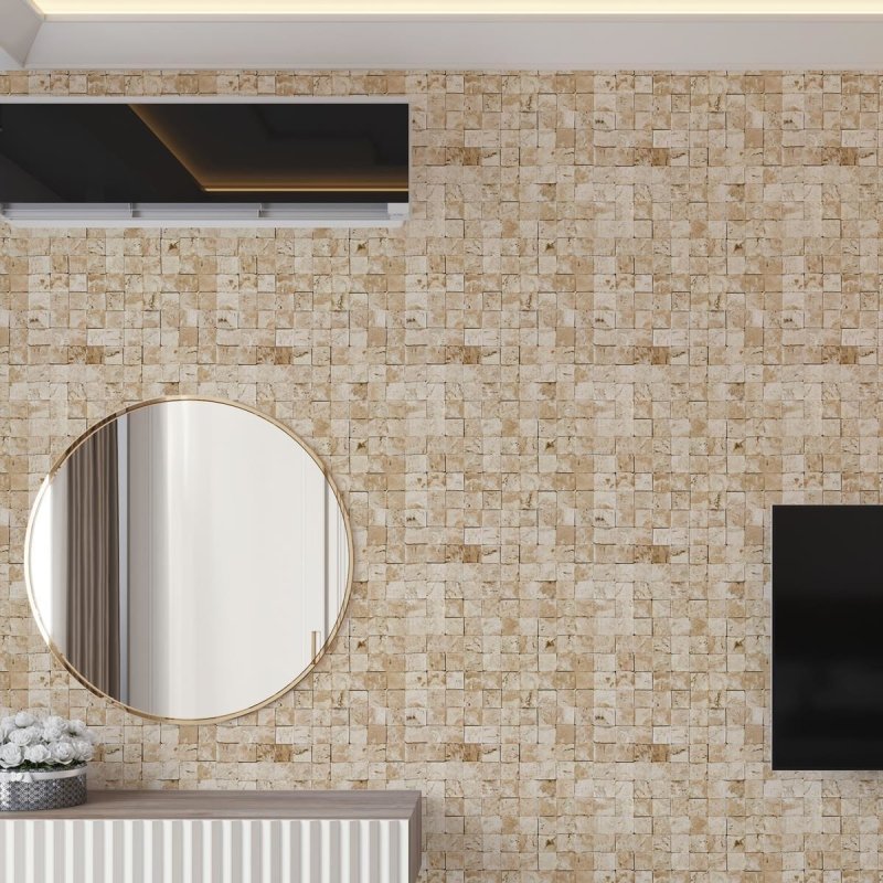 Papel de Parede Adesivo Pedras Quadradas Mármore NP037 - Papel na Parede