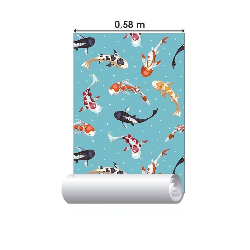 Papel de Parede Adesivo Peixes Carpas Golden Koi N015044 - Papel na Parede