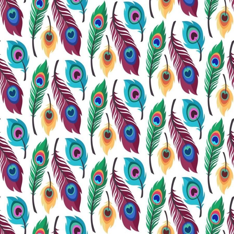 Papel de Parede Adesivo Penas de Pavão Coloridas N06135 - Papel na Parede