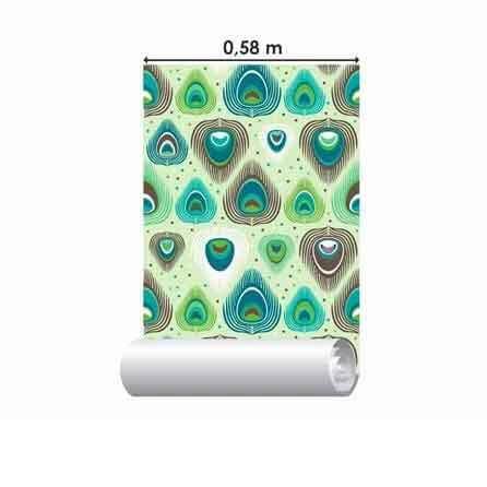 Papel de Parede Adesivo Penas Verde 77489368 - Papel na Parede