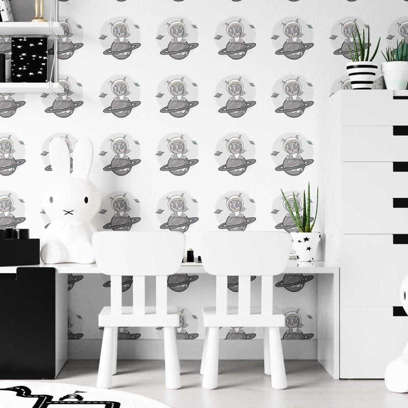 Papel de Parede Adesivo Pet Astronauta Cinza N07044 - Papel na Parede