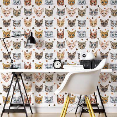 Papel de Parede Adesivo Pet Gato N24728 - Papel na Parede