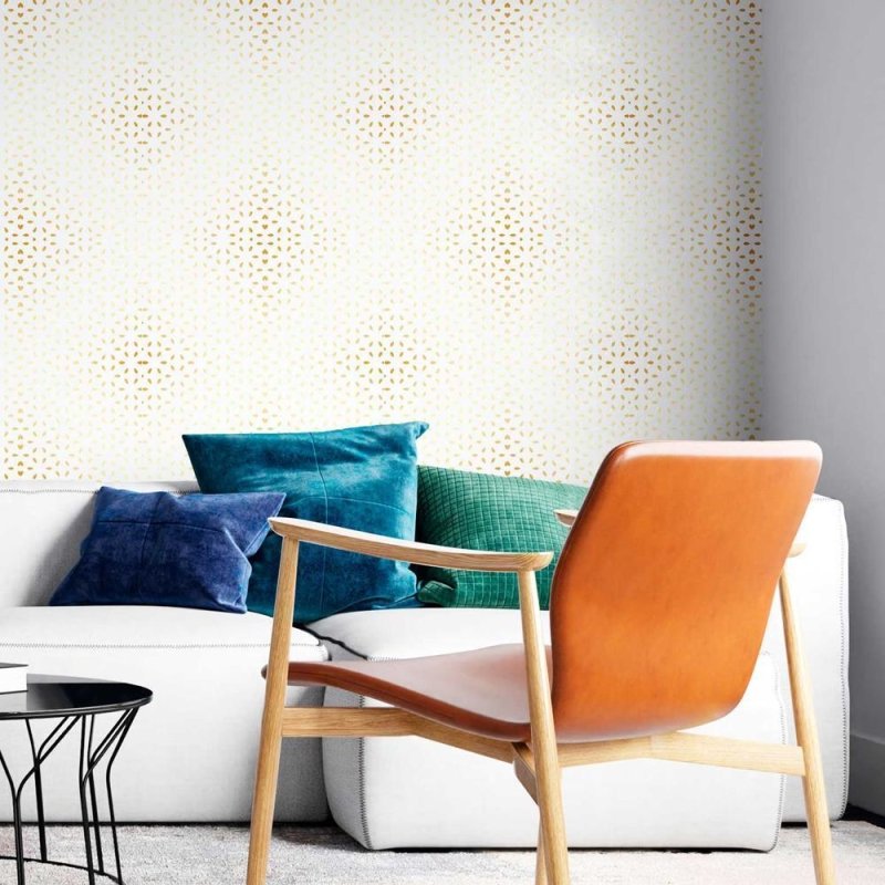 Papel de Parede Adesivo Pétalas Amarelas fundo branco N08137 - Papel na Parede