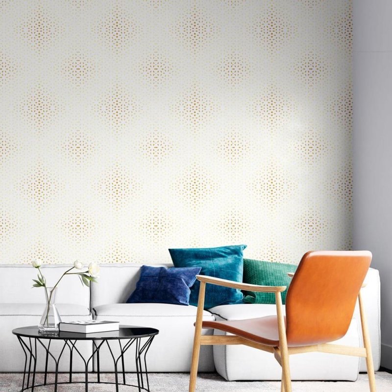 Papel de Parede Adesivo Pétalas Amarelas fundo branco N08137 - Papel na Parede
