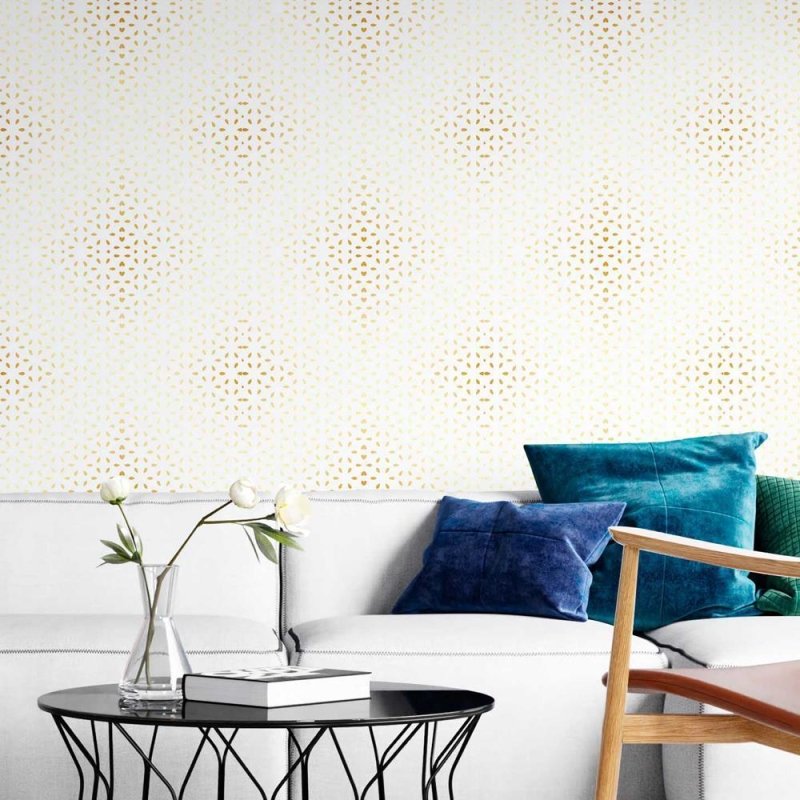 Papel de Parede Adesivo Pétalas Amarelas fundo branco N08137 - Papel na Parede