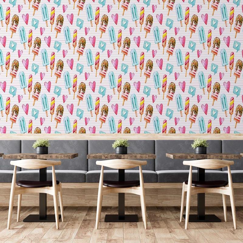 Papel de Parede Adesivo Picolés Coloridos em Aquarela N05072 - Papel na Parede