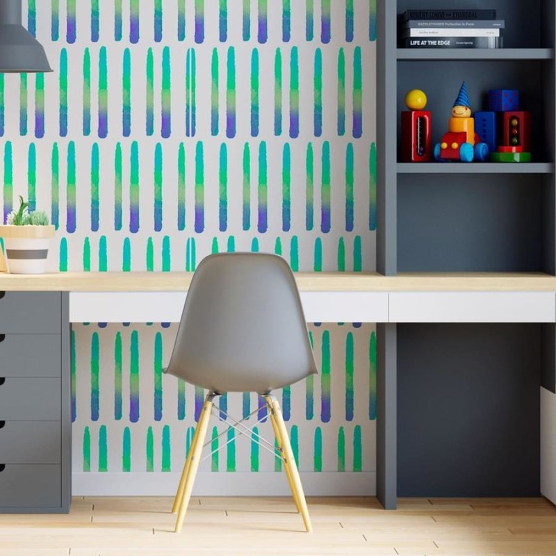 Papel de Parede Adesivo Pinceladas Degradê Neon Azul N06272 - Papel na Parede